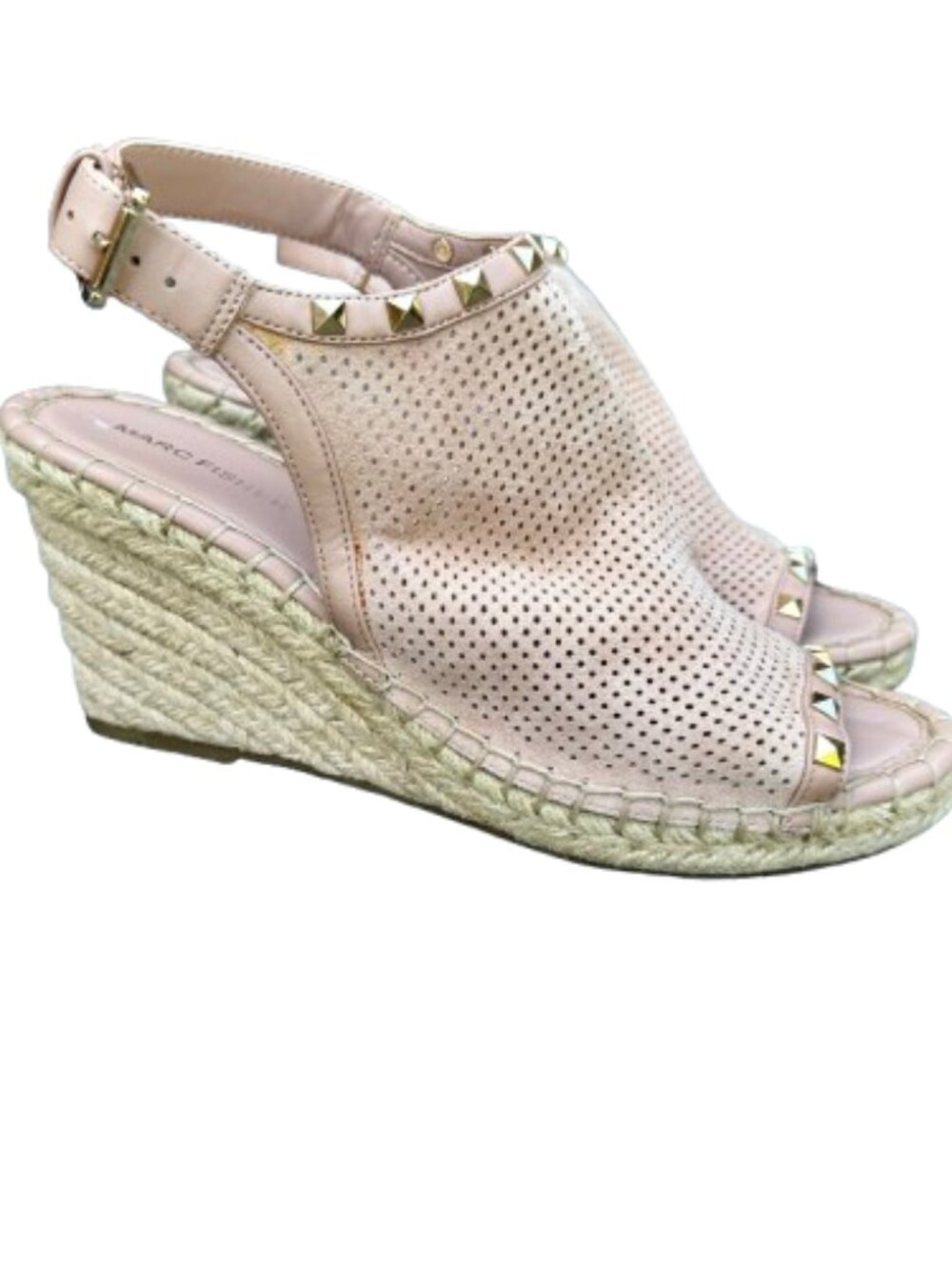 Marc Fisher Senton Espadrille Wedges 9M Blush Pink Perforated Leather Upper